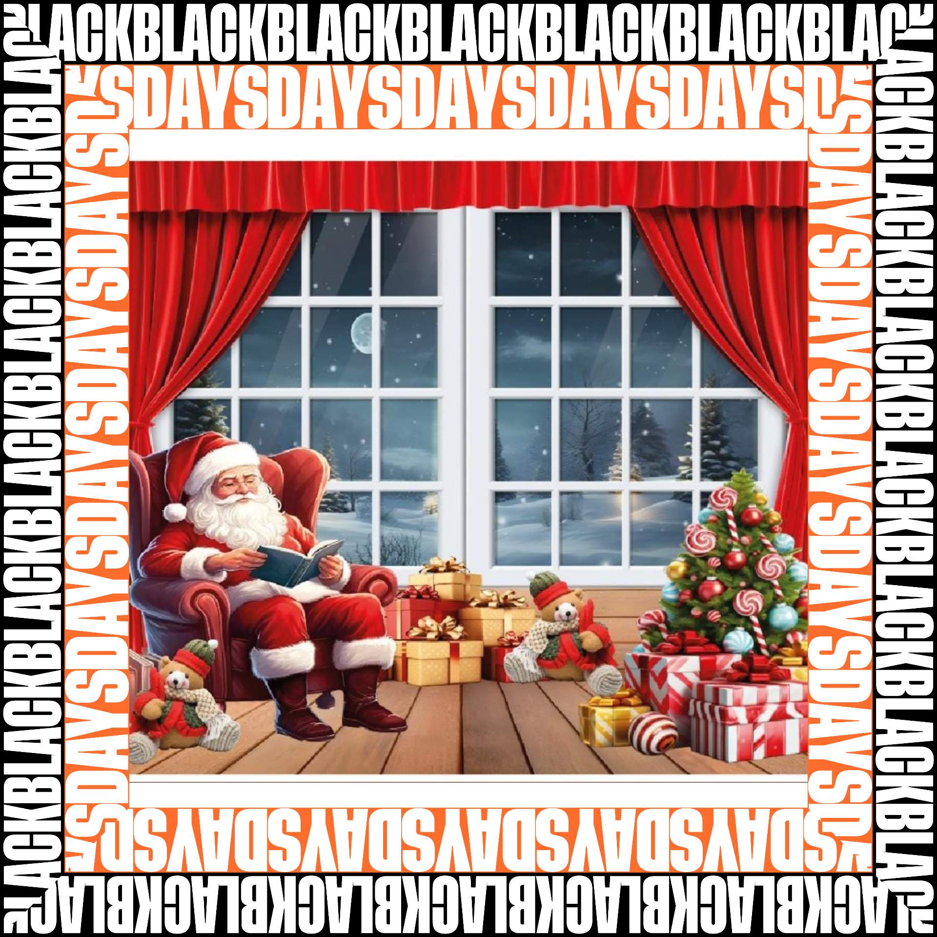 Vista 5 de Black Friday Telón Navideño Decorativo - DISEÑO: PAPA NOEL REGALO